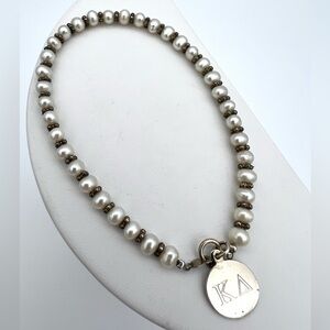 Freshwater Pearl and 925 Sterling Silver Bracelet Vintage Kappa Delta Charm